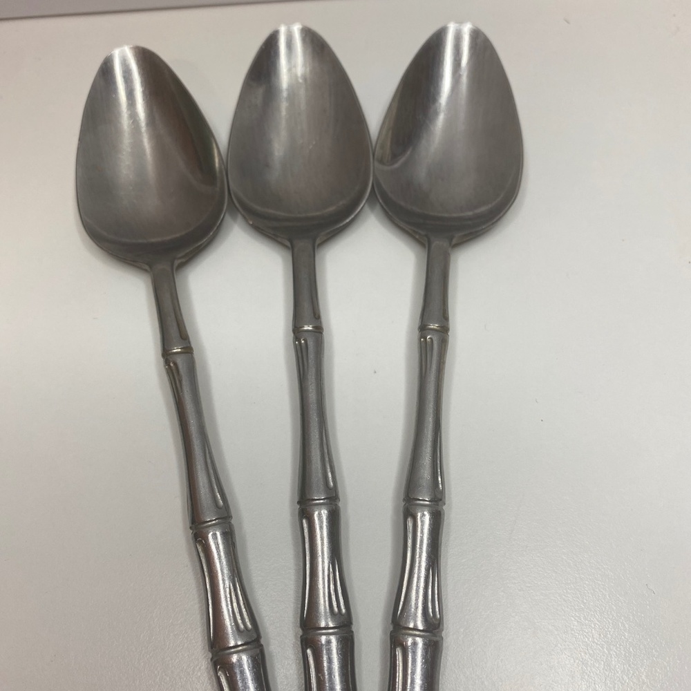 set of 3 Lifetime Cutlery Bamboo Stainless Dinner Spoon 7”